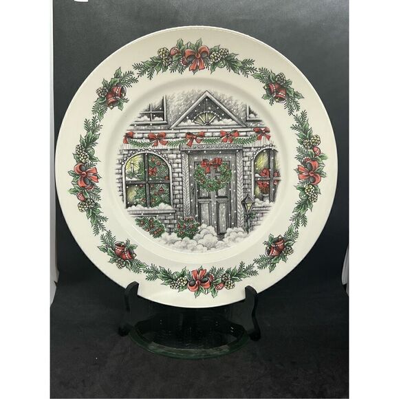Draft Listing Royal Stafford "CHRISTMAS HOME" Chop/ Serving Plate 12.5" - HTF EU - Picture 1 of 10